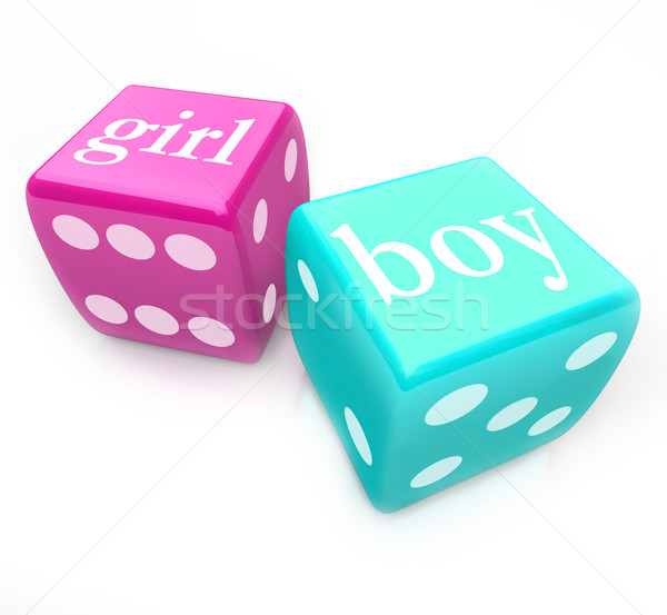 Stock photo: Roll the Dice -  Deliver Boy or Girl Baby in Pregnancy