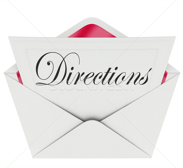 Directions Envelope Instructions Find Where Location Venue Event Stock photo © iqoncept