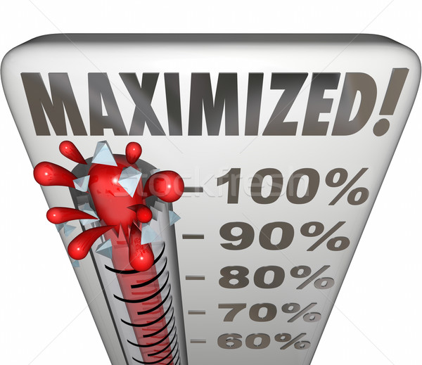 Stock photo: Maximized Word 3d Thermometer Measure Returns Result Outcome