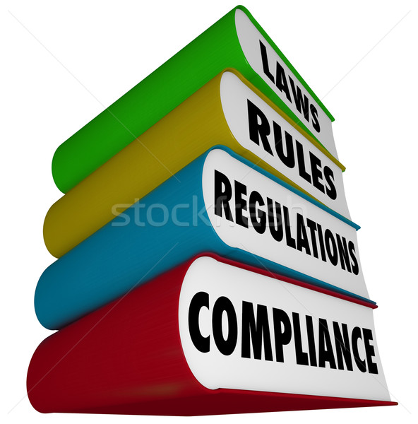 Betartás szabályok törvények boglya könyvek szavak Stock fotó © iqoncept