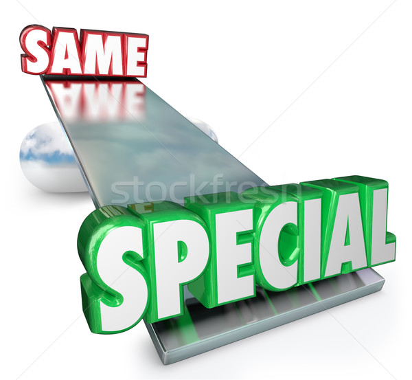 Special Vs Same Words See Saw Balance Unique Different Stock photo © iqoncept