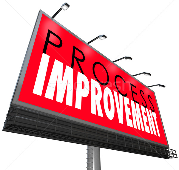 Prozess Verbesserung Verfahren neue Überholung Billboard Stock foto © iqoncept