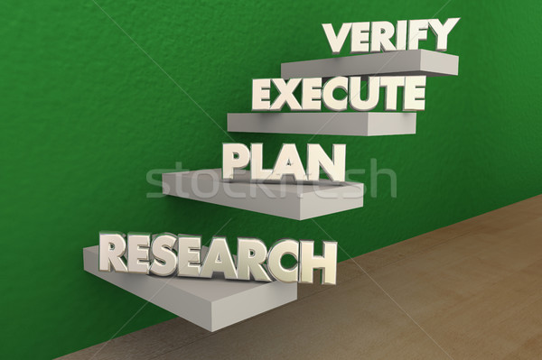 Research Plan Executve Verify Steps 3d Illustration Stock photo © iqoncept