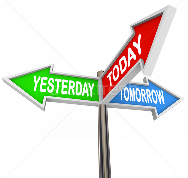 Yesterday Today Tomorrow Past Present Future Arrow Signs Stock photo © iqoncept