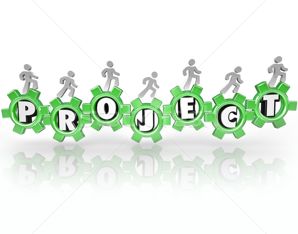 Project Word Gears People Working Together Accomplish Task Stock photo © iqoncept