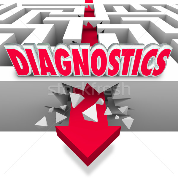 Diagnostics Word Maze Arrow Break Through Power Data Diagnosis Stock photo © iqoncept