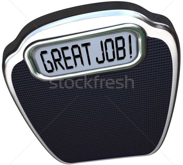 Great Job Praise Congratulations Reach Diet Weight Loss Goal Sca Stock photo © iqoncept