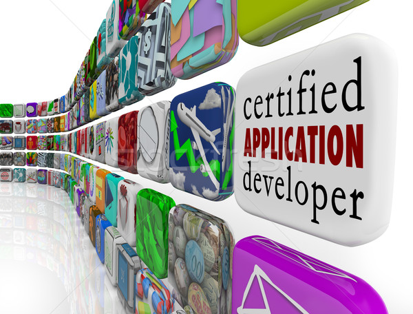 Certificado aplicação revelador aplicativos programação software Foto stock © iqoncept