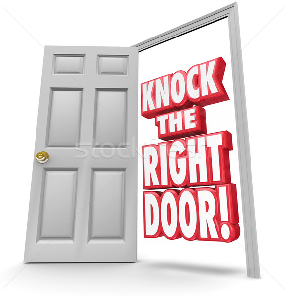 Stock photo: Knock the Right Door 3d Words Find Search Best Customers Solutio