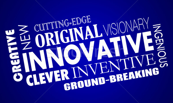 Innovative Creative Cutting Edge Improved New Product Word Colla Stock photo © iqoncept