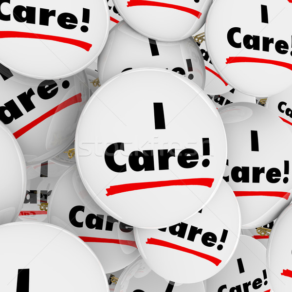 I Care Words Button Caring Compassionate Helpful People Workers  Stock photo © iqoncept