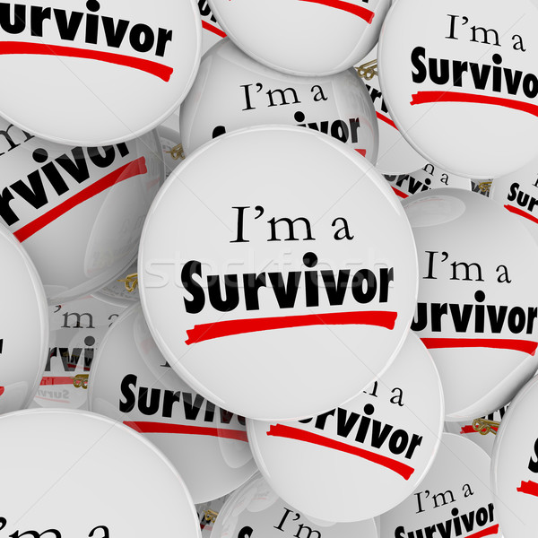 Sobreviviente botones palabras blanco ilustrar Foto stock © iqoncept