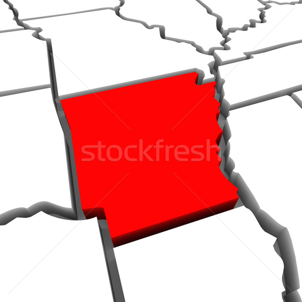 Stock photo: Arkansas Red Abstract 3D State Map United States America