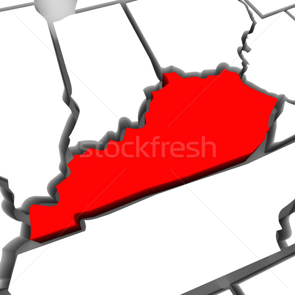Kentucky Red Abstract 3D State Map United States America Stock photo © iqoncept