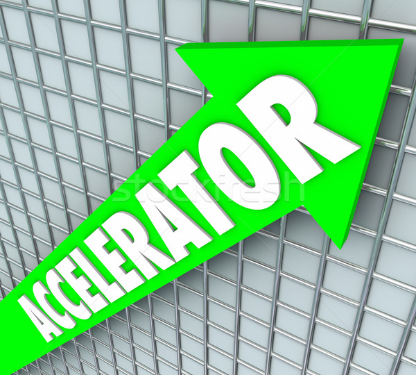 Accelerator Green Arrow Grid Faster Speed Facilitate Growth Star Stock photo © iqoncept