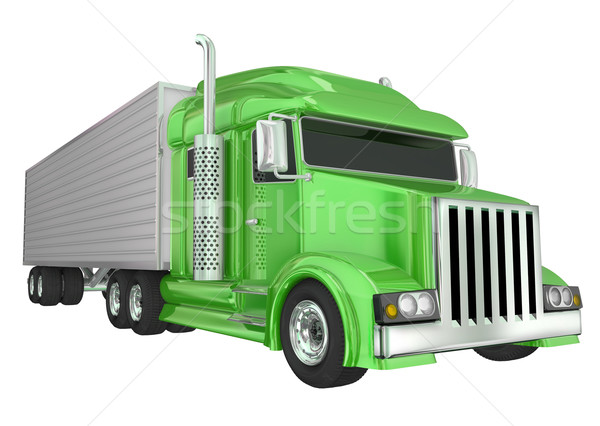 Green Semi Truck 18 Wheeler Big Rig Hauler Stock photo © iqoncept