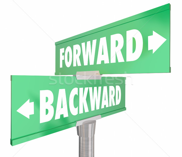 Forward Vs Backward Two Way 2 Road Signs 3d Illustration Stock photo © iqoncept