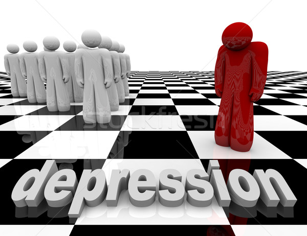 Depresiune o persoana singur una figura separat Imagine de stoc © iqoncept