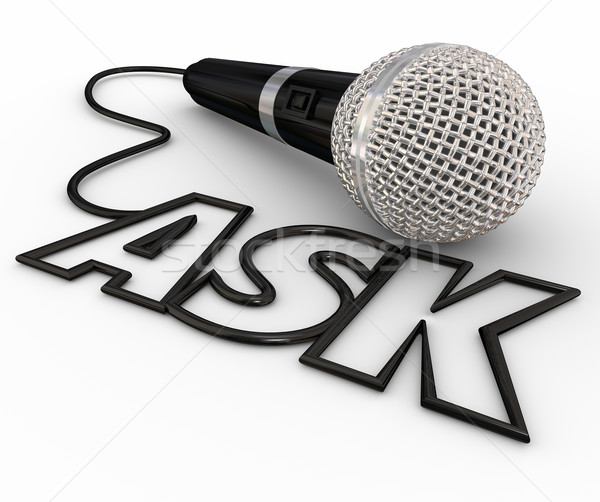 Ask Microphone Questions Answers Cord Inquiry Stock photo © iqoncept