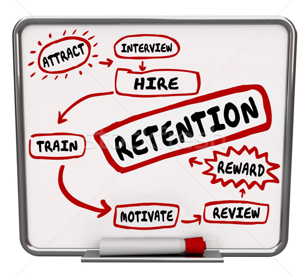 Retention Diagram Plan Hire Train Reward Keep Employees Workers  Stock photo © iqoncept