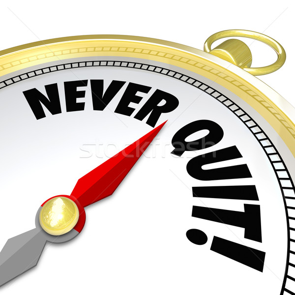 Never Give Up Gold Compass Words Determination Stock photo © iqoncept