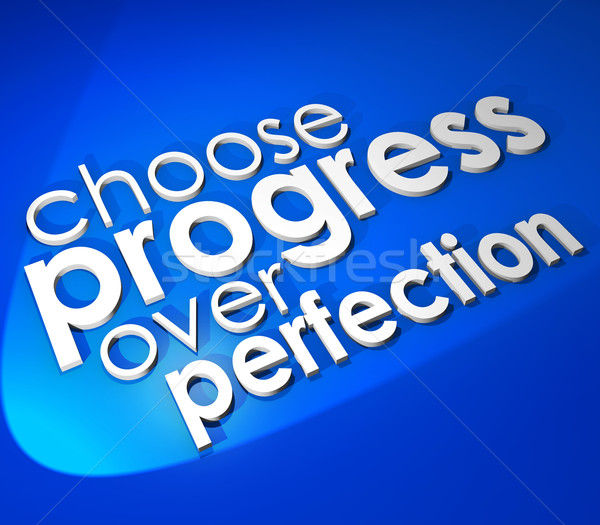 Choose Progress Over Protection 3d Word Blue Background Stock photo © iqoncept
