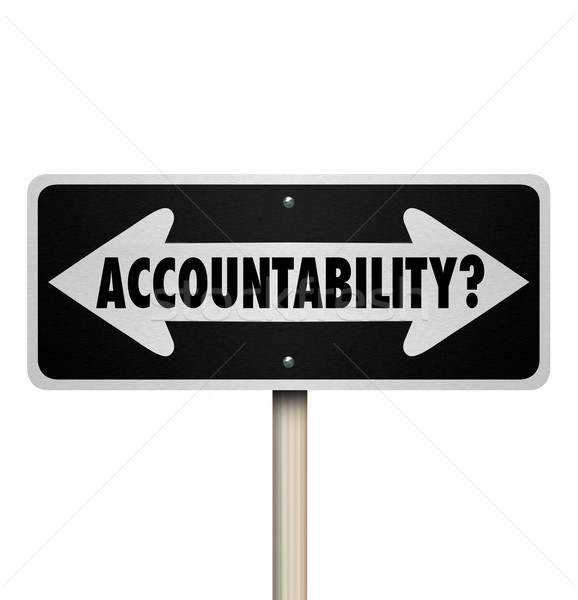 Stock photo: Accountability Two Way Road Sign Who is Responsible Question