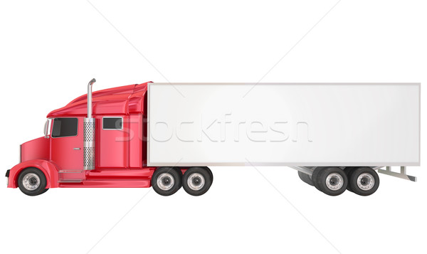 Red 18 Wheeler Class 8 Truck Blank Copy Space Trailer Stock photo © iqoncept