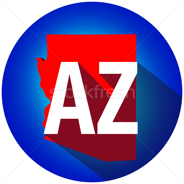 Arizona AZ Letters Abbreviation Red 3d State Map Long Shadow Cir Stock photo © iqoncept