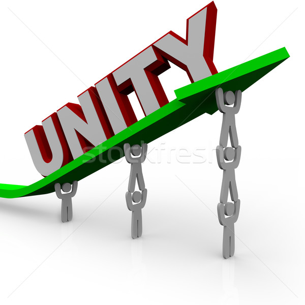 Unity - Team Works Together to Lift Growth Arrow for Success Stock photo © iqoncept