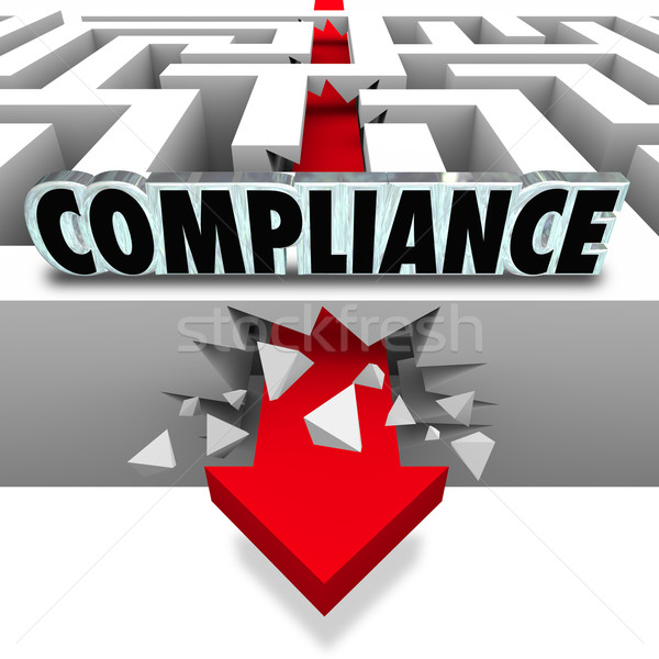 Compliance Arrow Breaks Through Maze Breaking Rules Stock photo © iqoncept