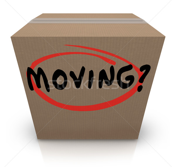 Moving Word Cardboard Box Changing Location Help Support Stock photo © iqoncept