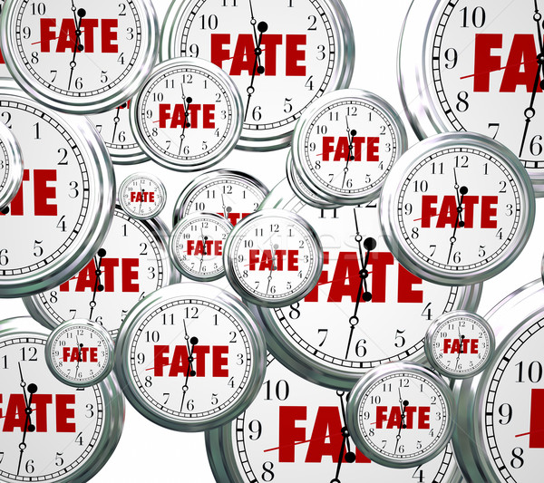 Fate Word Clocks Destiny Time Moving Forward Destined Outcome Re Stock photo © iqoncept