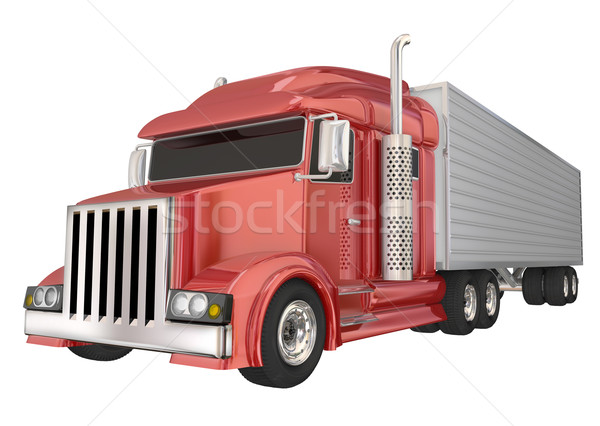Red Semi Truck 18 Wheeler Big Rig Hauler Stock photo © iqoncept