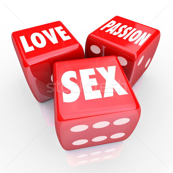 Liefde passie seks drie Rood dobbelstenen Stockfoto © iqoncept