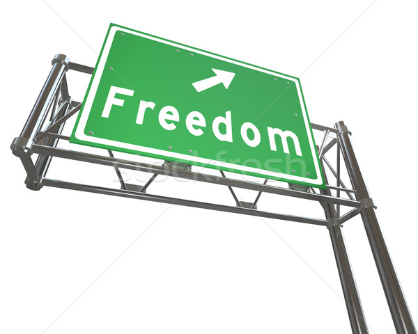 Freedom Freeway Sign Points to Liberty and Independence Stock photo © iqoncept