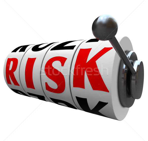 Kockázat szó játékautomata kerekek hazárdjáték esély Stock fotó © iqoncept