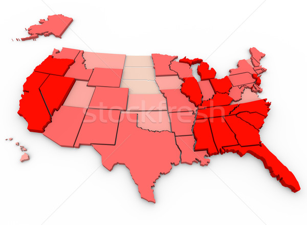 Werkloosheid Verenigde Staten kaart tonen Rood percentage Stockfoto © iqoncept