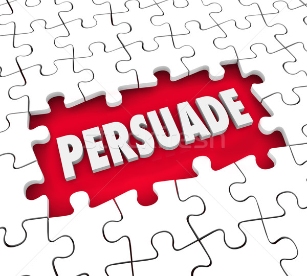 Stock photo: Persuade Convince Influence Decision Puzzle Pieces Hole