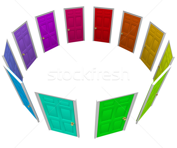Many Colorful Doors New Opportunities Paths Choices Life Jobs Ca Stock photo © iqoncept