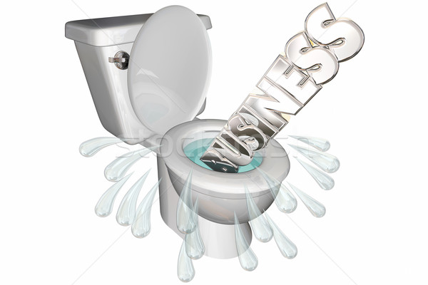 Affaires vers le bas toilettes échec mot 3d illustration Photo stock © iqoncept