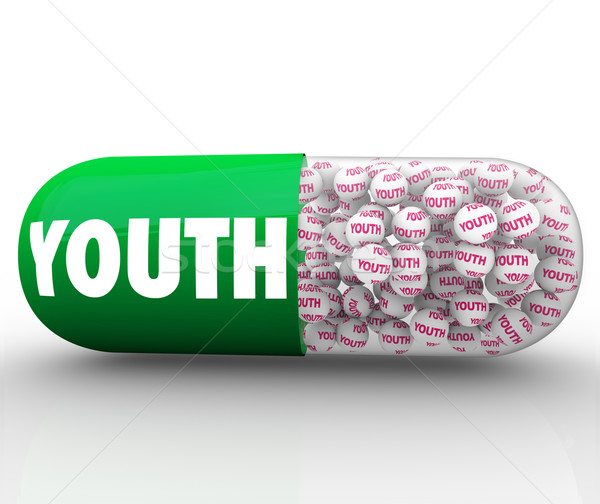 Tineret imbatranire proces tineri pilulă Imagine de stoc © iqoncept