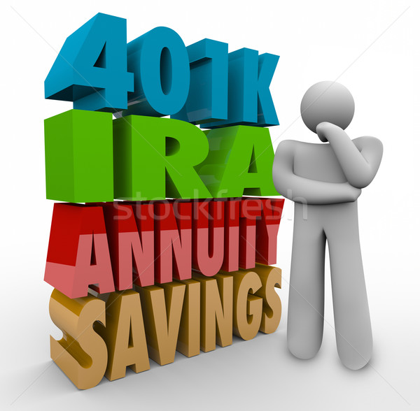 401K IRA Annunity Savings Investment Options Thinking Person Con Stock photo © iqoncept