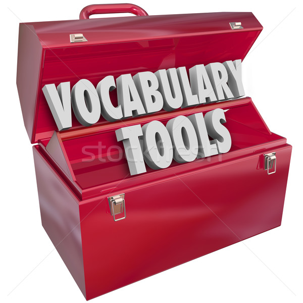 Vocabular Unelte învăţa nou cuvinte educaţie Imagine de stoc © iqoncept