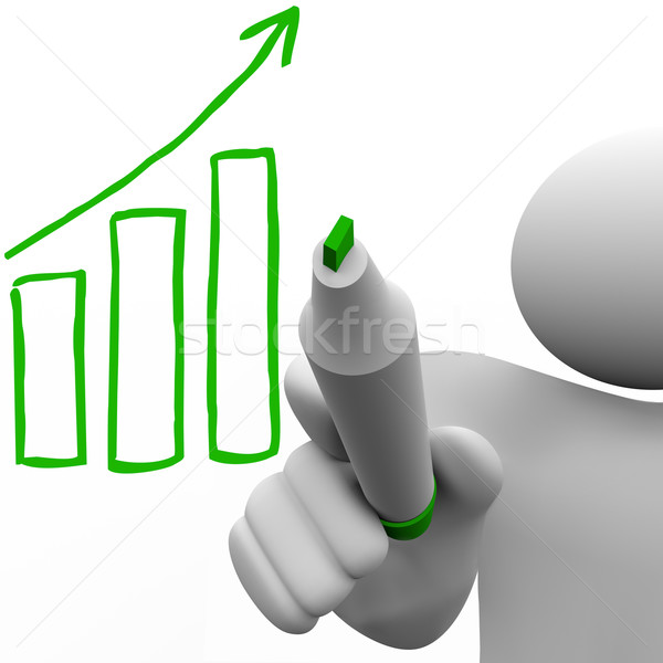 Dibujo crecimiento gráfico de barras bordo persona marcador Foto stock © iqoncept