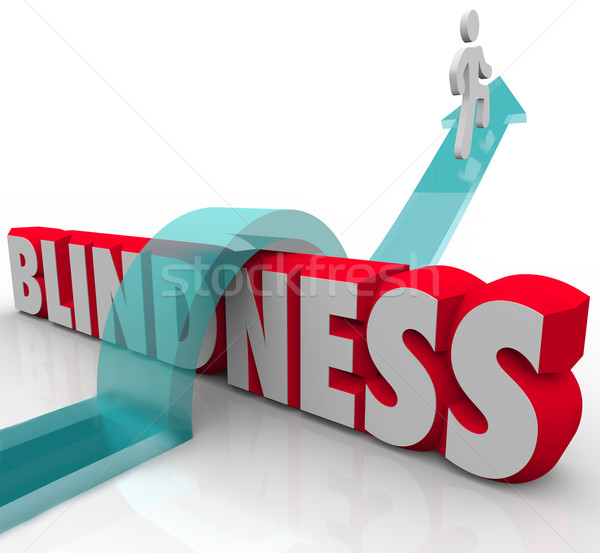 Stock photo: Blindness Word Jumping Overcoming Blind Condition Medical Treatm