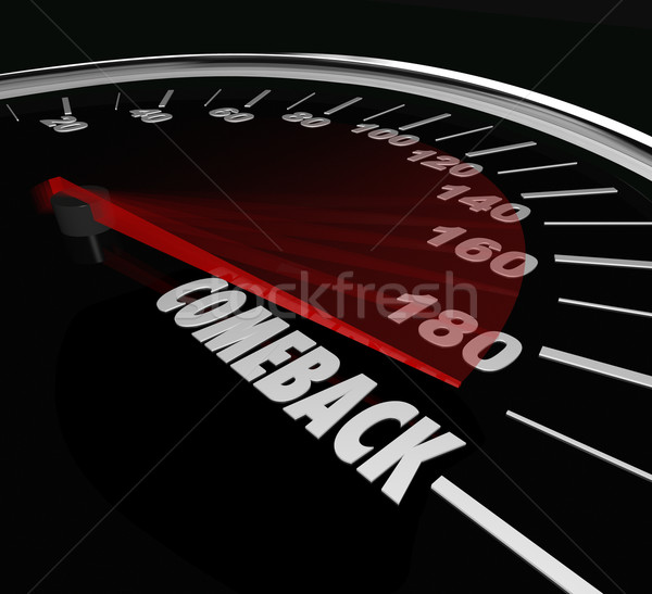 Comeback Speedometer Word Return Bounce Back Win Competition Stock photo © iqoncept