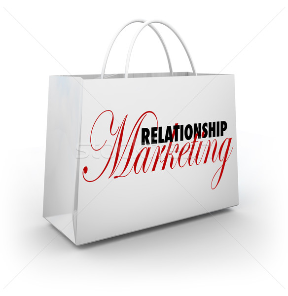 Relaţie marketing pungă de cumpărături client loialitate cuvinte Imagine de stoc © iqoncept