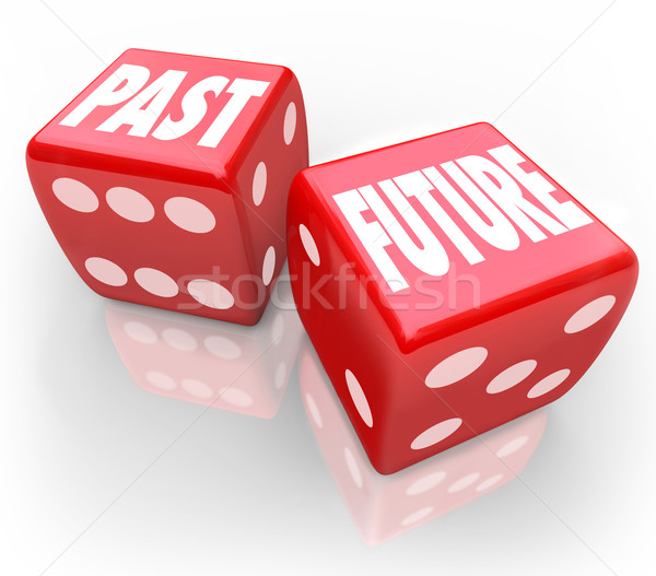 Past Vs Future Dice Today Tomrrow Comparison Betting Gamble Stock photo © iqoncept