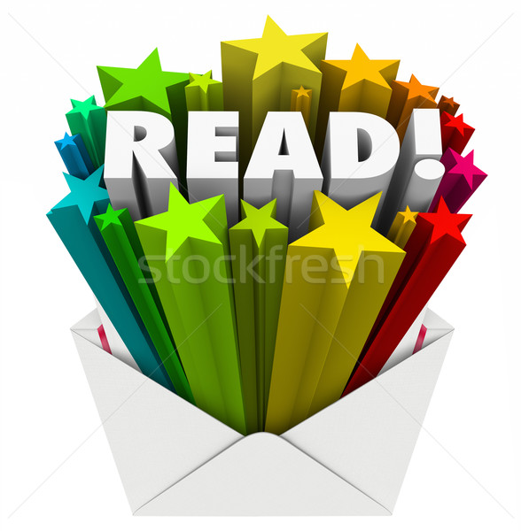 Read Word Stars Envelope Share Message Mailing Outreach Stock photo © iqoncept